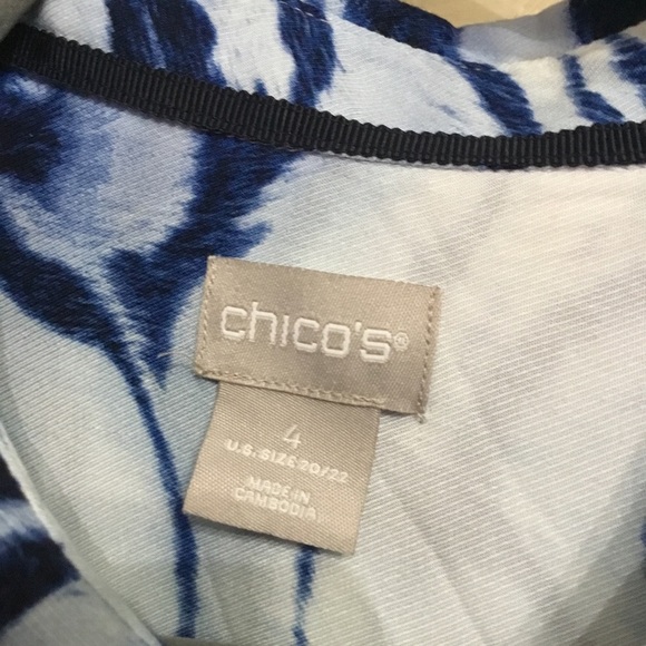 Chico’s Women’s Long-Sleeve Easy Blue And White Animal Print Shirt Size XXL EUC - Picture 7 of 8